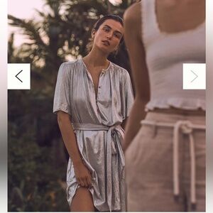 Anthropologie Sabina Musáyev Mercury Shirtdress Silver Metallic Small